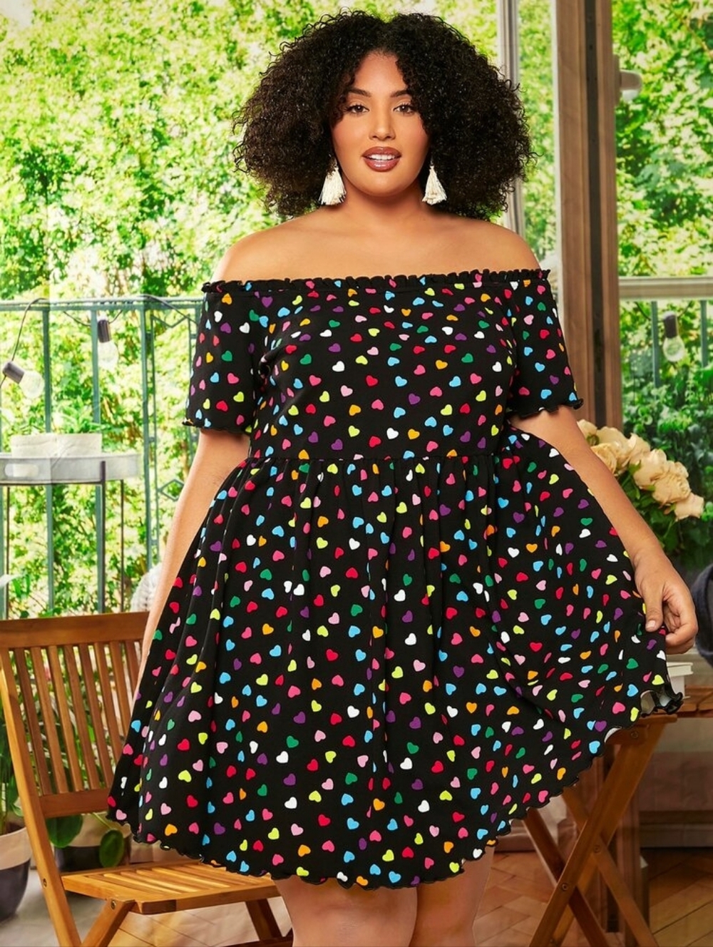 SHEIN Black Off-Shoulder Mini Dress